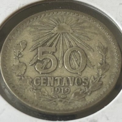 1919 Mexico 0.720 Silver  50 Centavos 50c Coin.  KM 447 - Image 1 of 4