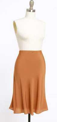 NUEVO CON ETIQUETAS EILEEN FISHER Falda Midi Sin Cordones Seda Talla L Crepé Línea A Cremallera Lateral Cintura Elástica Foto 1 de 4