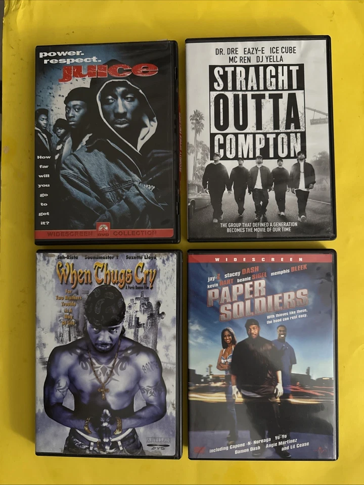 4 DVD LOT - JUICE , STRAIGHT OUTTA COMPTON , PAPER SOLDIERS , PAPER SOLDIERS - Image 1 of 4
