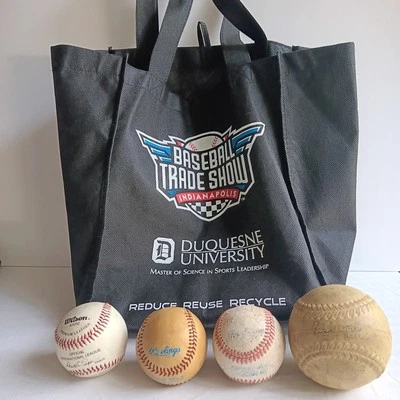 Lote De 4 Pelotas De Béisbol De Colección Varias Ligas Rawlings Wilson & Bolsa De Feria Comercial Foto 1 de 4