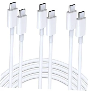 USB C to USB C Cable 6Ft 3-Pack 60W PD Fast Charging High-Speed Data Sync White - Picture 1 of 8