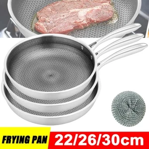 Stainless Steel Induction Geo Hex Frying Pan Non Stick Fry Cooking Pan 24-30cm - Picture 1 of 11