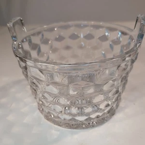 6.5" x 4.5"H Fostoria American Vintge Crystal Glass Ice Tub Bucket w Tab Handles - Picture 1 of 5