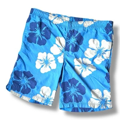 Men's Land's End Blue Hawaiian Swim Trunks Board Shorts Drawstring Waist, Size M - Image 1 of 4