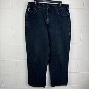 Vintage Carhartt B161 Black Denim Straight Leg Jeans Workwear 38x30 Distressed - Picture 1 of 20