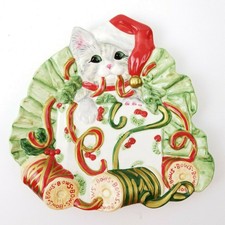 Fitz and Floyd Kitty Kringle Canape Candy Plate Christmas Dish Party Decoration