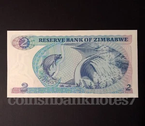 1983 Simbabwe 2 $ Banknote, P1 Stempelglanz / Tigerfish - Bild 1 von 3