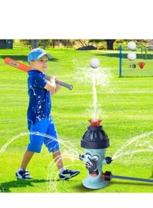 Cute Fire Sprinkler Water Toys for Kids with Baseball Game Set Summer Outdoor - Picture 1 of 5