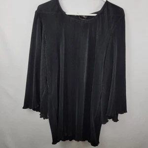 Suzanne Betro Black Stretchy Ribbed Long Sleeve Blouse Women's Plus Size 1X - Picture 1 of 9