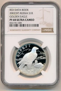 [121104] Russia 2002 1 ROUBLE Golden Eagle Silver Coin - NGC PF68 Ultra Cameo - Picture 1 of 2