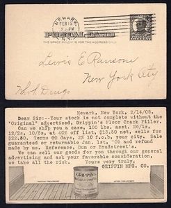 USA Newark NY 1908 Grippin Co Wood Filler ADVERTISING Postal Card - Picture 1 of 3