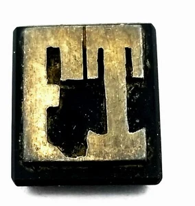 Antique Onyx Rectangle Stone Insert Silver Initials "FT" 14 mm x 12 mm #P559 - Picture 1 of 4