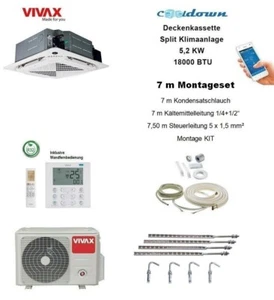 VIVAX Deckenkassette 18000 BTU + 7 m Montageset  Decken Split Klimaanlage A++ - Bild 1 von 10