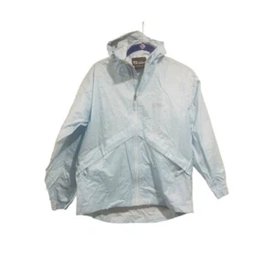 Large Youth Red Ledge Powder Blue Packable Shell Rain Jacket Hooded - Picture 1 of 7