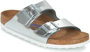 Birkenstock Arizona Regular Fit Soft Footbed Leather Silver US M 8 W 10 EU 41 - Picture 1 of 7