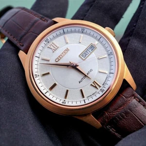 Brand new nos Citizen Automatic Men's White Dial Goldfilled ny4053-05a Rose Gold - Picture 1 of 3