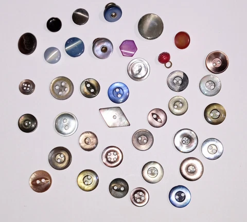 Lot of Antique Extra Small Buttons Handmade Mother of Pearl, Abalone Shell,Shell Cover