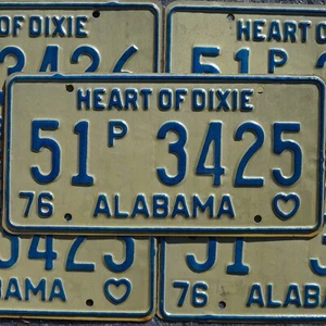 1976 ALABAMA LICENSE PLATES - HEART OF DIXE VINTAGE EMBOSSED License Plate Tags - Picture 1 of 4