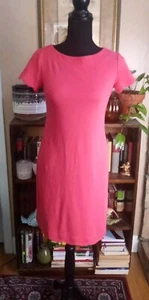 Talbots Petites Women’s Pink Short Sleeve Scalloped Hem 100% Cotton Dress Sz P - Picture 1 of 8