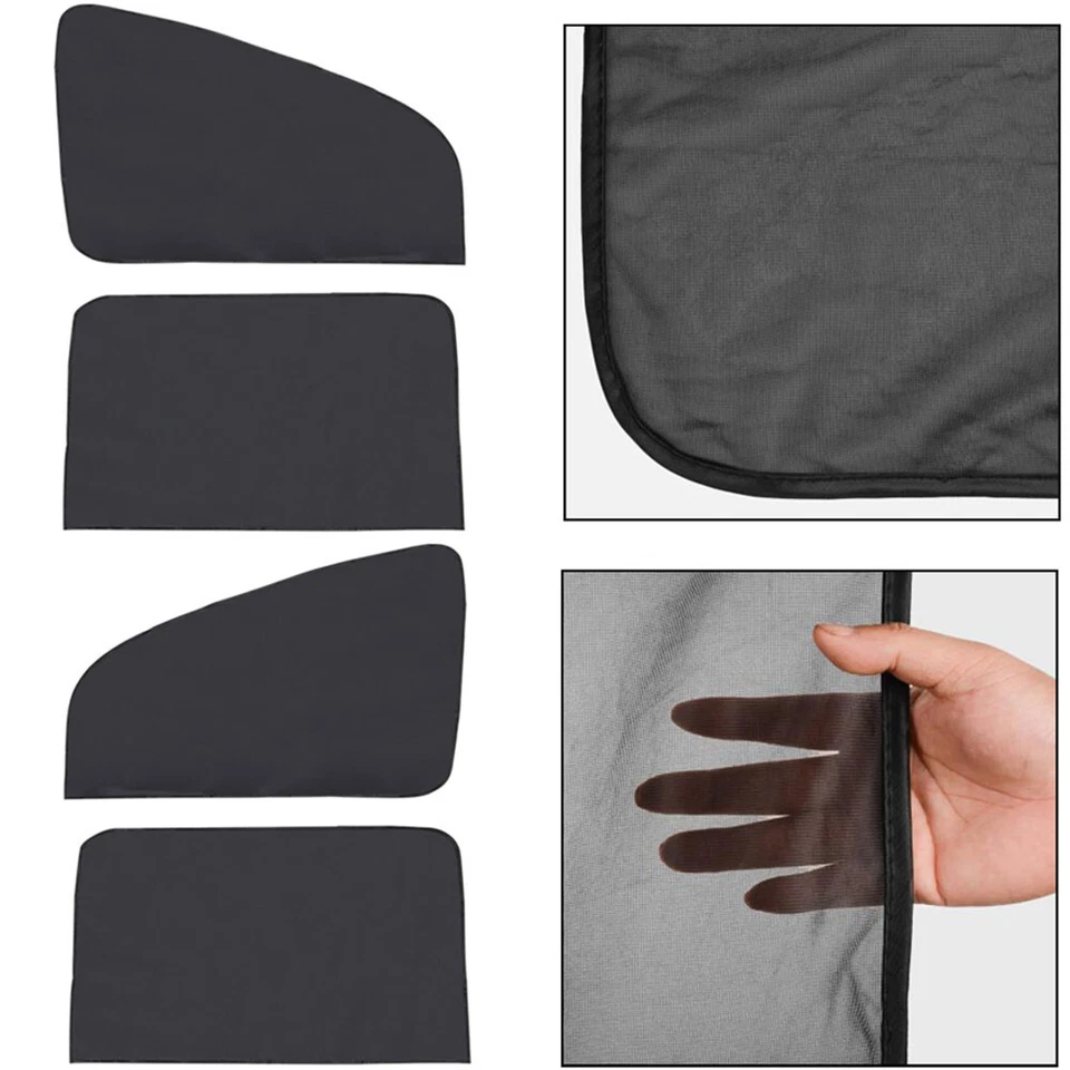 4X Magnetic Car Side Window Sun Cover Shade Mesh Shield UV Protection Black Dark - Image 1 of 4