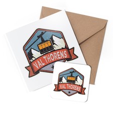 1 x Greeting Card & Coaster Set - Val Thorens France Ski Skiing Snowboard #58794