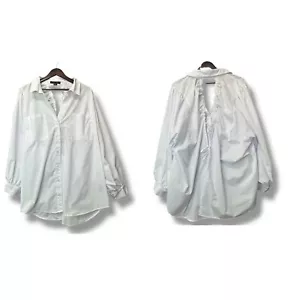 New Look White Button Down Shirt Open Back Tunic Top 3X Flowy Romantic Layerable - Picture 1 of 10