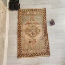Turkish muted small wool rug,vintage turkish floor rug