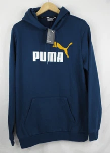Puma Men's Regular Fit Logo Hooded Sweatshirt - Blue & Gold Size Large (L) - NEW - Picture 1 of 4