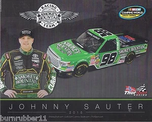 2015 JOHNNY SAUTER "SMOKEY MTN SNUFF" #98 NASCAR CWTS POSTCARD - Picture 1 of 1