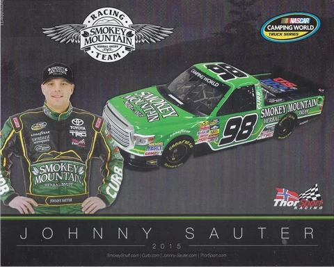 2015 JOHNNY SAUTER "SMOKEY MTN SNUFF" #98 NASCAR CWTS POSTCARD Cover