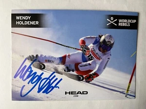 Autograph WENDY HOLDENER-Ski Alpine Switzerland-GOLD Olympics 2018-signed AK - Picture 1 of 2