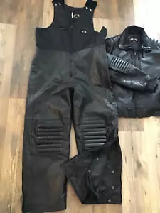 Motorcyle riding padded Cowhide Leather coat bibs Warm Gear size XL Cold Weather - Picture 1 of 8