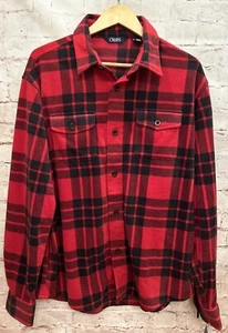 Chaps Polar Para Hombres L Rojo Negro Chaqueta Bolsillos Camisa Abotonada Chaqueta NUEVO - Imagen 1 de 5