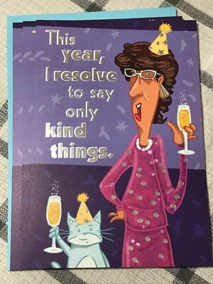 3 Hallmark Happy New Year Cards Fun Funny Anyone Champagne 8x5.25 Expressions - Image 1 of 2