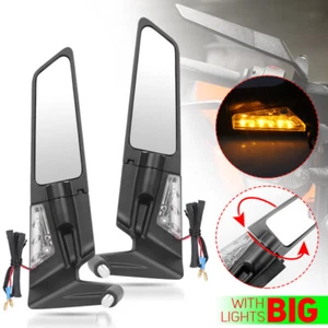 2X Rearview Wind Wing Side Mirrors w/Lights For YAMAHA YZF R1 R6 R3 R7 Tracer AU - Picture 1 of 17