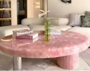 Rose Quartz Coffee Table, Quartz Side Table Top, Living Room Table Top - Picture 1 of 4