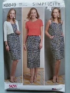 MISSES' DRESS/TOP/SKIRT/KNIT JACKET, Sewing Pattern, Size 6-24 - SIMPLICITY 8849 - Picture 1 of 5