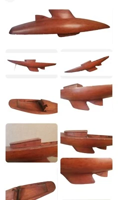 Antique wooden pond sail boat shaped hull 1920's - 30’s hand made VTG Toy  - Image 1 of 4