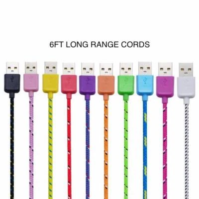 6FT (2M) Fabric Braided USB Data Sync Cable charger FOR Apple iphone 4 4S ipod 6 - Image 1 of 4