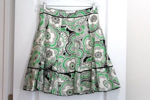 Vintage Anthropologie FEI grün schwarz Paisley A-Linie Fit and Flare Rock Gr. 6 - Bild 1 von 3