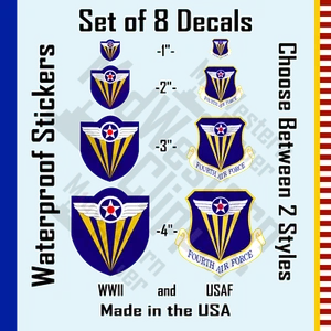 8 decalcomanie patch 4° Aeronautica Militare. Adesivi 2x1"+2"+3"+4". USAAF USAF SECONDA GUERRA MONDIALE. 2 stili - Foto 1 di 8