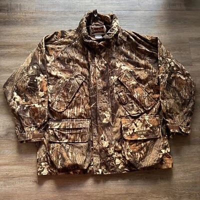Gamehide Mossyoak Hush Hide Woodland Camo Hunting Jacket Mens Large Coat Pockets - Image 1 of 4