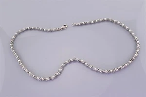 "Collar de cadena 925 con cuentas flotantes y giro en espiral de plata esterlina de 4 mm 22 g 16,5" - Imagen 1 de 5