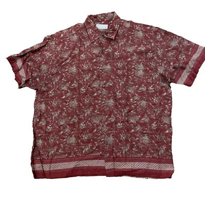 Camisa Hawaiana CROSSINGS De Colección Hombres L Naranja Tribal Abstracta Floral Y2k Rayas 50" Foto 1 de 4