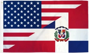 Dominican Republic & US Combination Flag 3x5ft USA & Domincan Rep Combo Flag - Picture 1 of 2