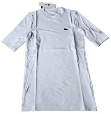 Camisa ajustada de tenis Lacoste Sport Djokovic nueva con etiquetas 3 pequeña blanca gris cuello redondo difícil de encontrar Foto 1 de 4