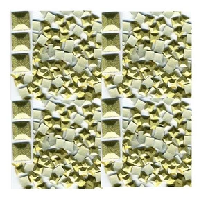 SQUARES Faceted Rhinestuds 5mm Glitter GOLD Hot Fix 1gr - Picture 1 of 1