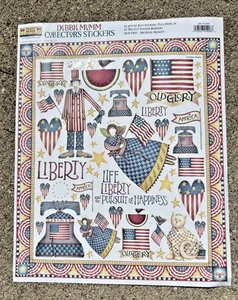 LARGE 8 X 10" DEBBIE MUMM 53 JULY 4TH STICKERS & 28" OF DIE CUT STICKER BORDERS - Picture 1 of 1
