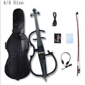 4 String Electric cello 4/4 cello kit Ebony Parts Case Bow Nice Tone black nice - Picture 1 of 11