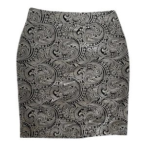 Falda forrada Ann Taylor floral negra con patrón de cachemira plateada metálica para mujer 00P - Imagen 1 de 15